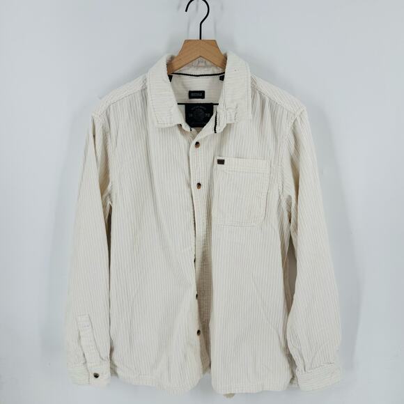 Buffalo David Bitton Beige Corduroy Button Down Shirt Jacket Shacket Size Large - Picture 1 of 8